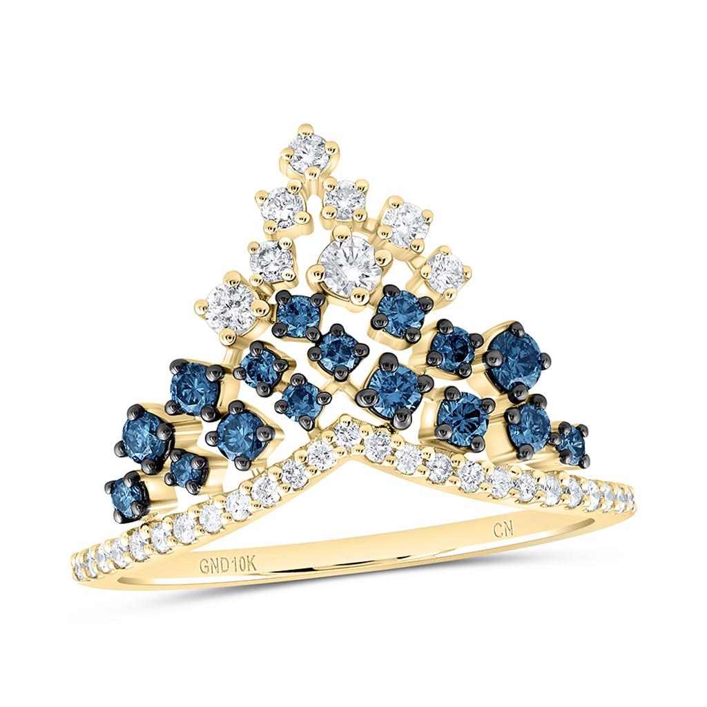 10K Yellow Gold 5/8 Cttw Natural Diamond Cn Fashion Gem Ring