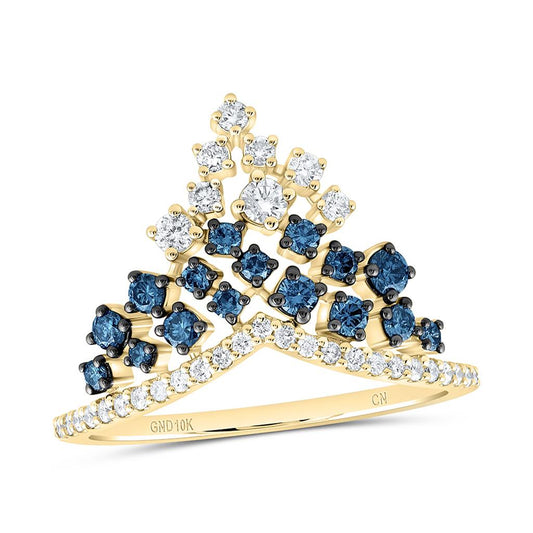 10K Yellow Gold 5/8 Cttw Natural Diamond Cn Fashion Gem Ring