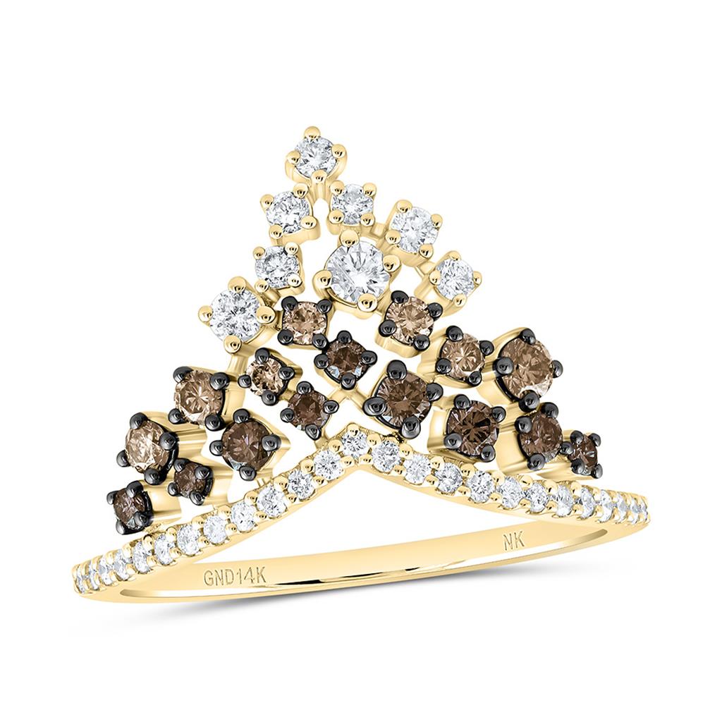 14K Yellow Gold 5/8 Cttw Natural Diamond Fashion Ombre Diamond Ring
