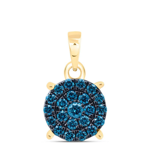 10K Yellow Gold 1/2 Cttw Natural Diamond Fashion Blue Diamond Round Cindy Pendant