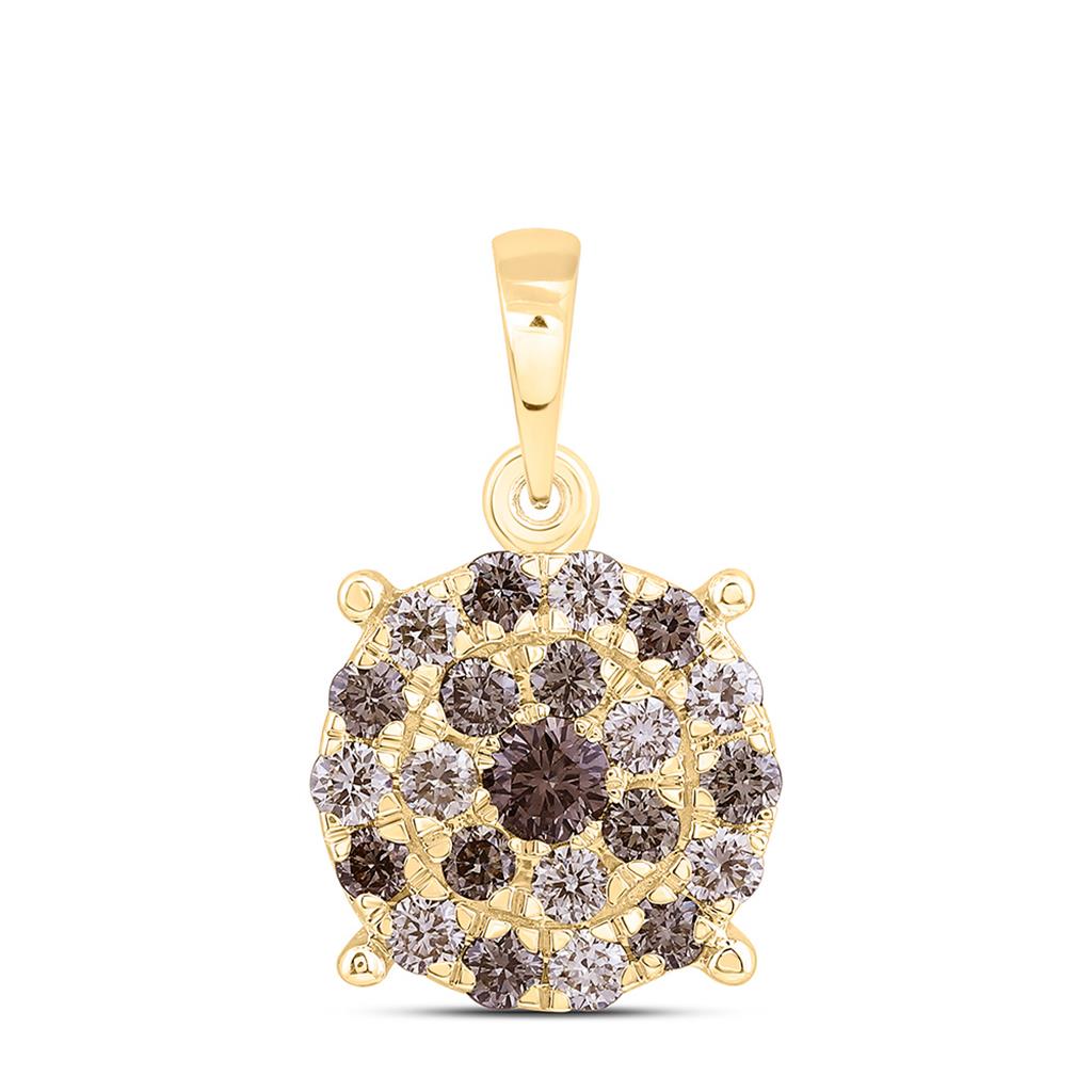 10K Yellow Gold 1/2 Cttw Natural Diamond Fashion Blue Diamond Round Cindy Pendant