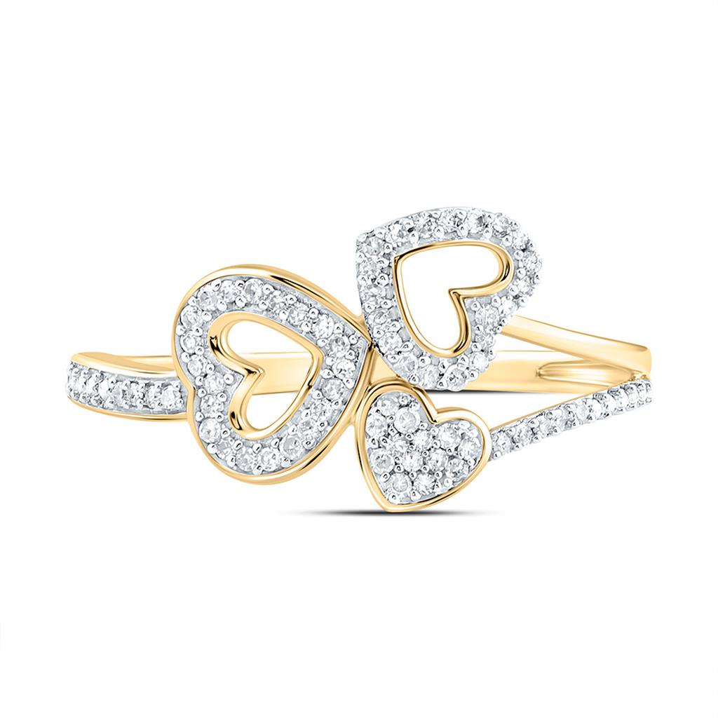 10K Yellow Gold 1/6 Cttw Natural Diamond Gift Heart Ring