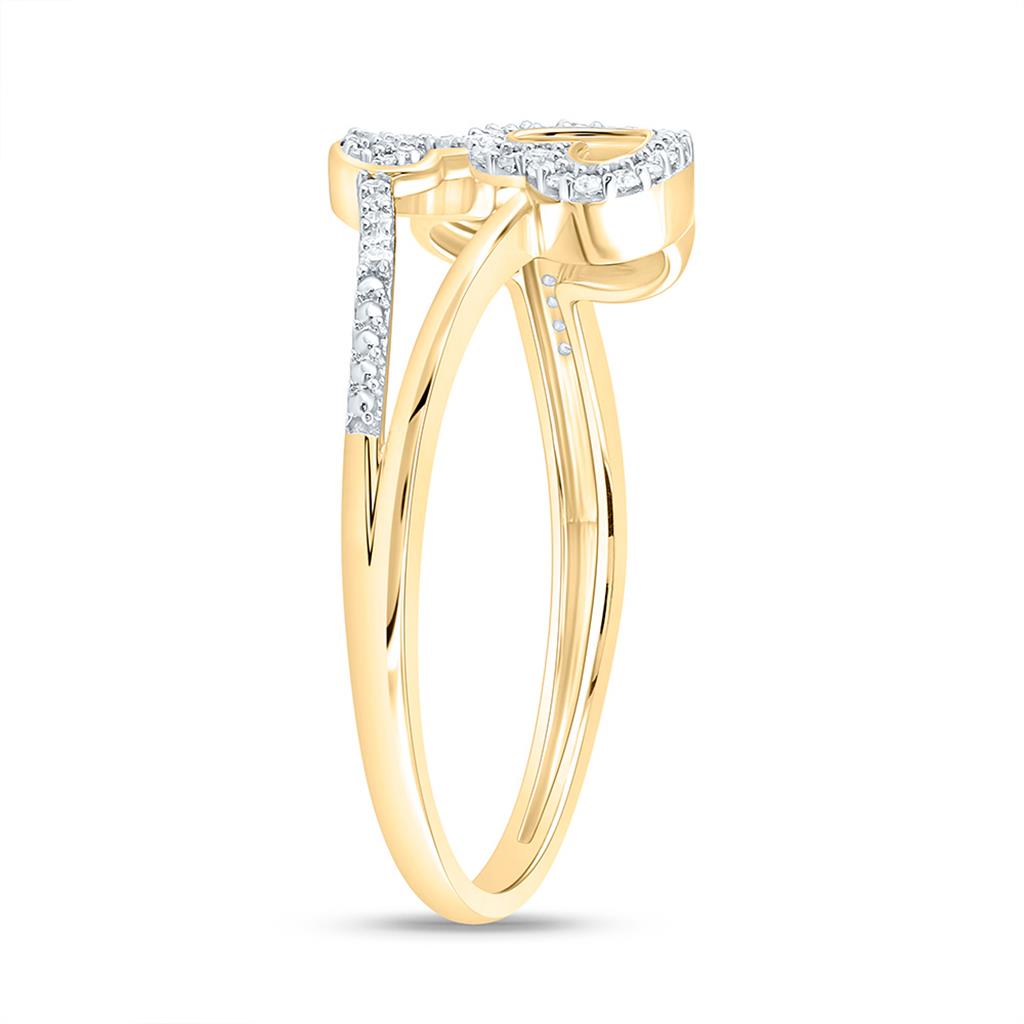 10K Yellow Gold 1/6 Cttw Natural Diamond Gift Heart Ring