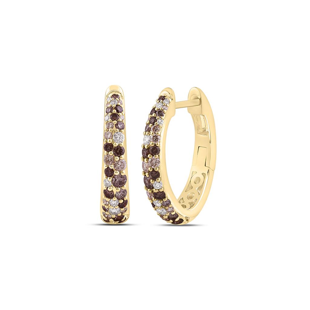 14K Yellow Or Rose Gold 1 Cttw Natural Diamond Fashion Hoop Earring