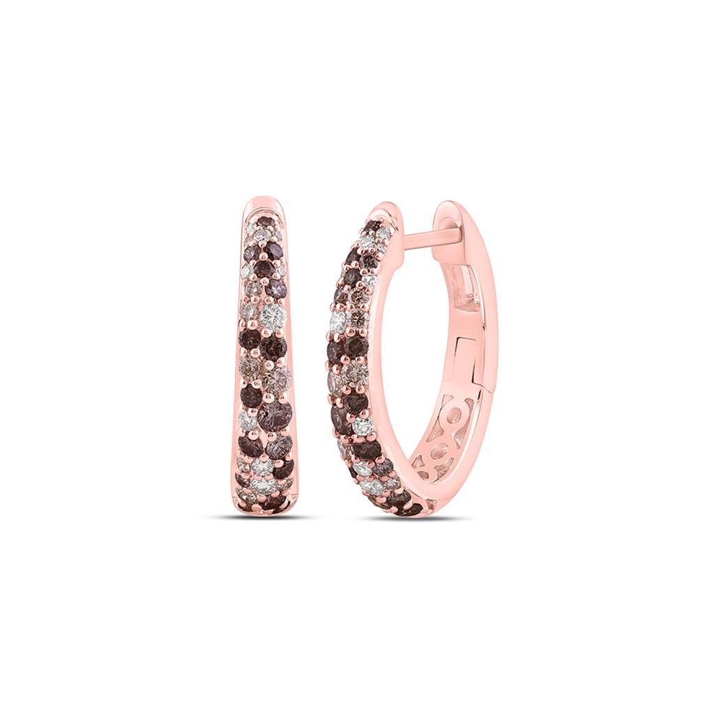 14K Yellow Or Rose Gold 1 Cttw Natural Diamond Fashion Hoop Earring