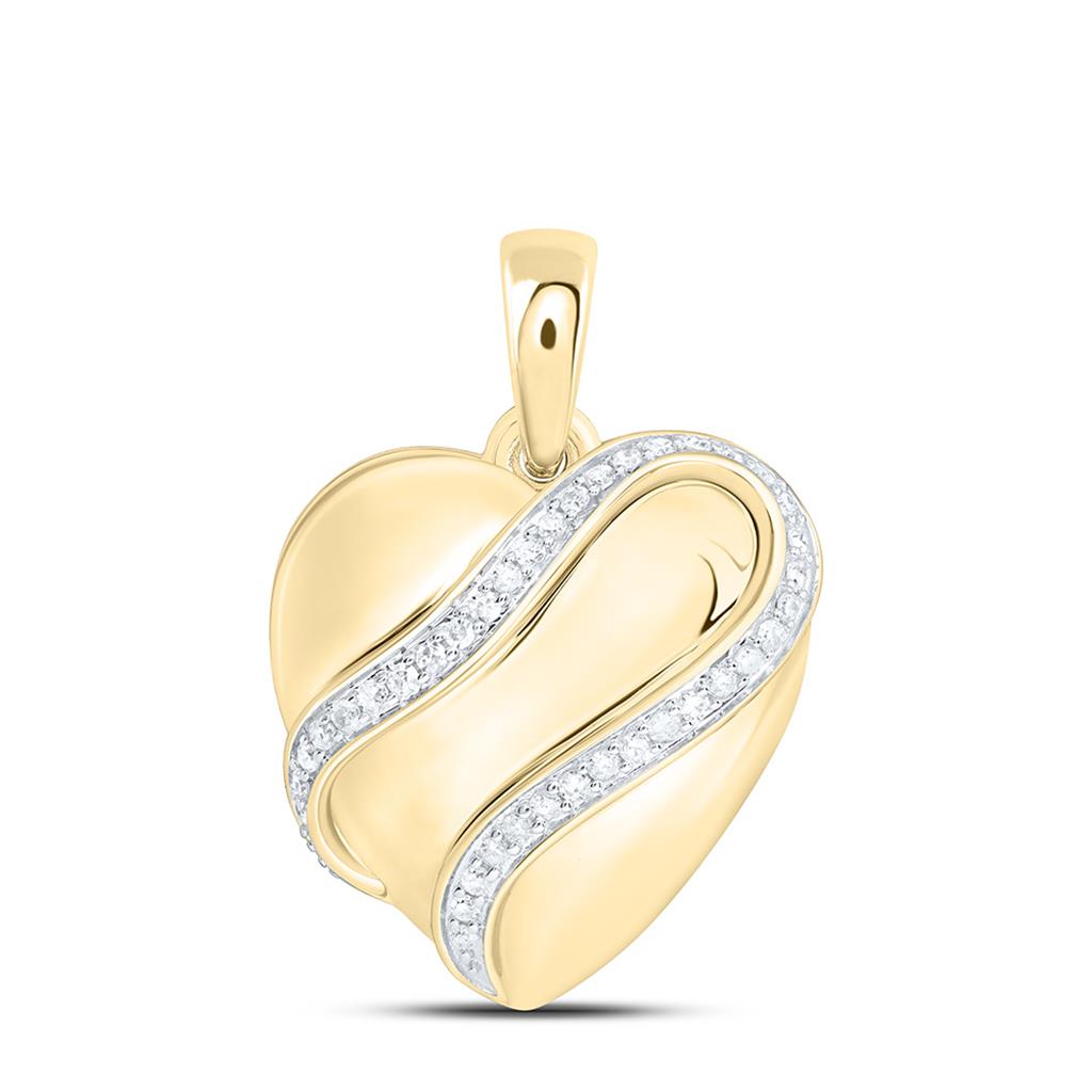 Sterling Silver Yellow Tone 1/6 Cttw Natural Diamond Gift Heart Pendant