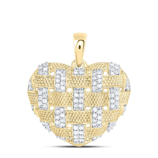 Sterling Silver Yellow Tone 3/8 Cttw Natural Diamond Gift Heart Pendant