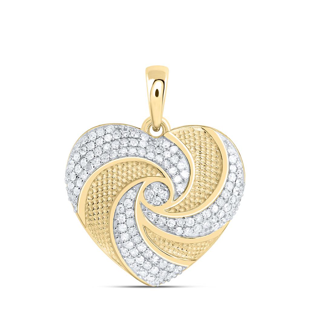 Sterling Silver Yellow Tone 1/2 Cttw Natural Diamond Gift Heart Pendant