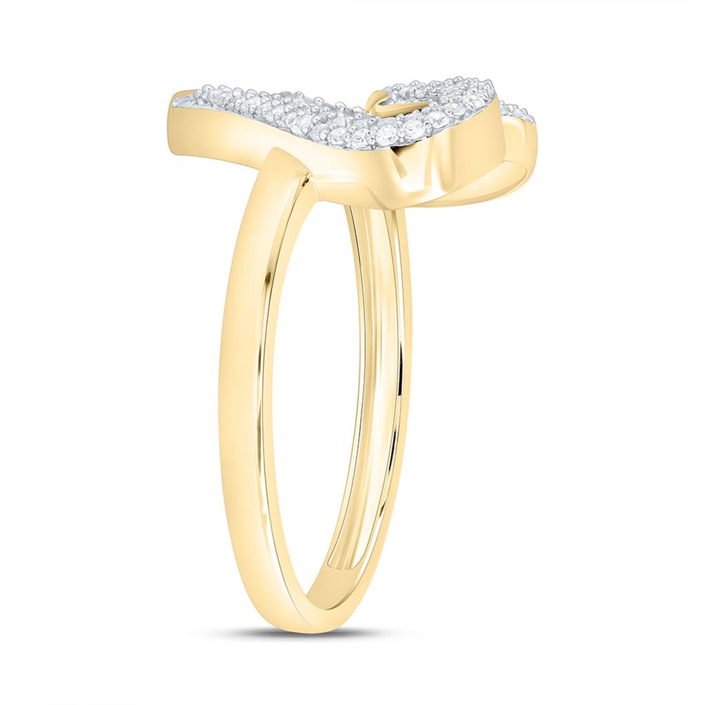 Sterling Silver Yellow Tone 1/3 Cttw Natural Diamond Gift Heart Ring