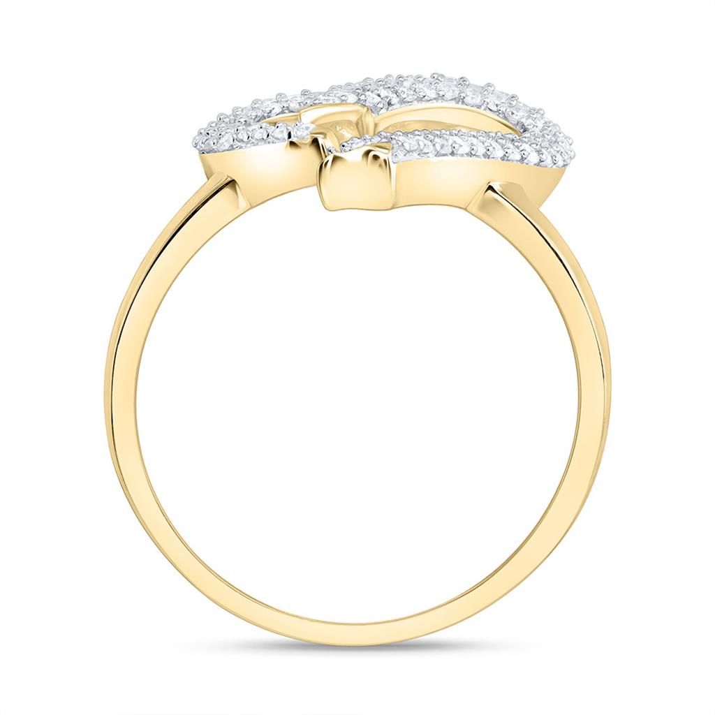 Sterling Silver Yellow Tone 1/3 Cttw Natural Diamond Gift Heart Ring