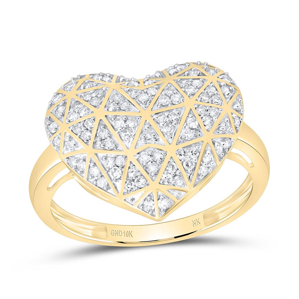 10K Yellow Gold 1/3 Cttw Natural Diamond Fashion Heart Ring