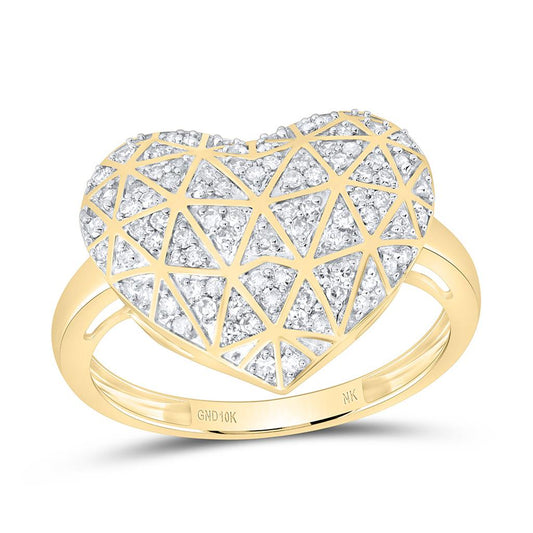 10K Yellow Gold 1/3 Cttw Natural Diamond Fashion Heart Ring