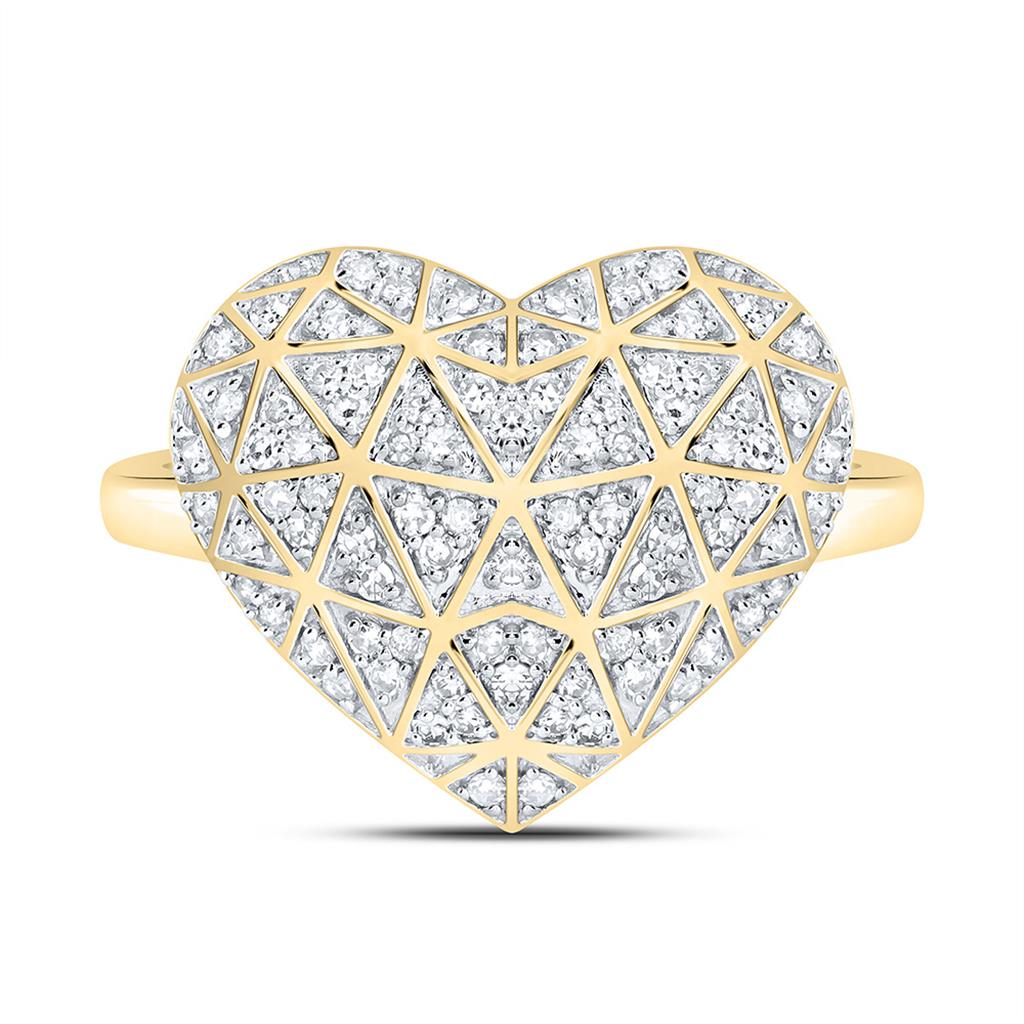 10K Yellow Gold 1/3 Cttw Natural Diamond Fashion Heart Ring