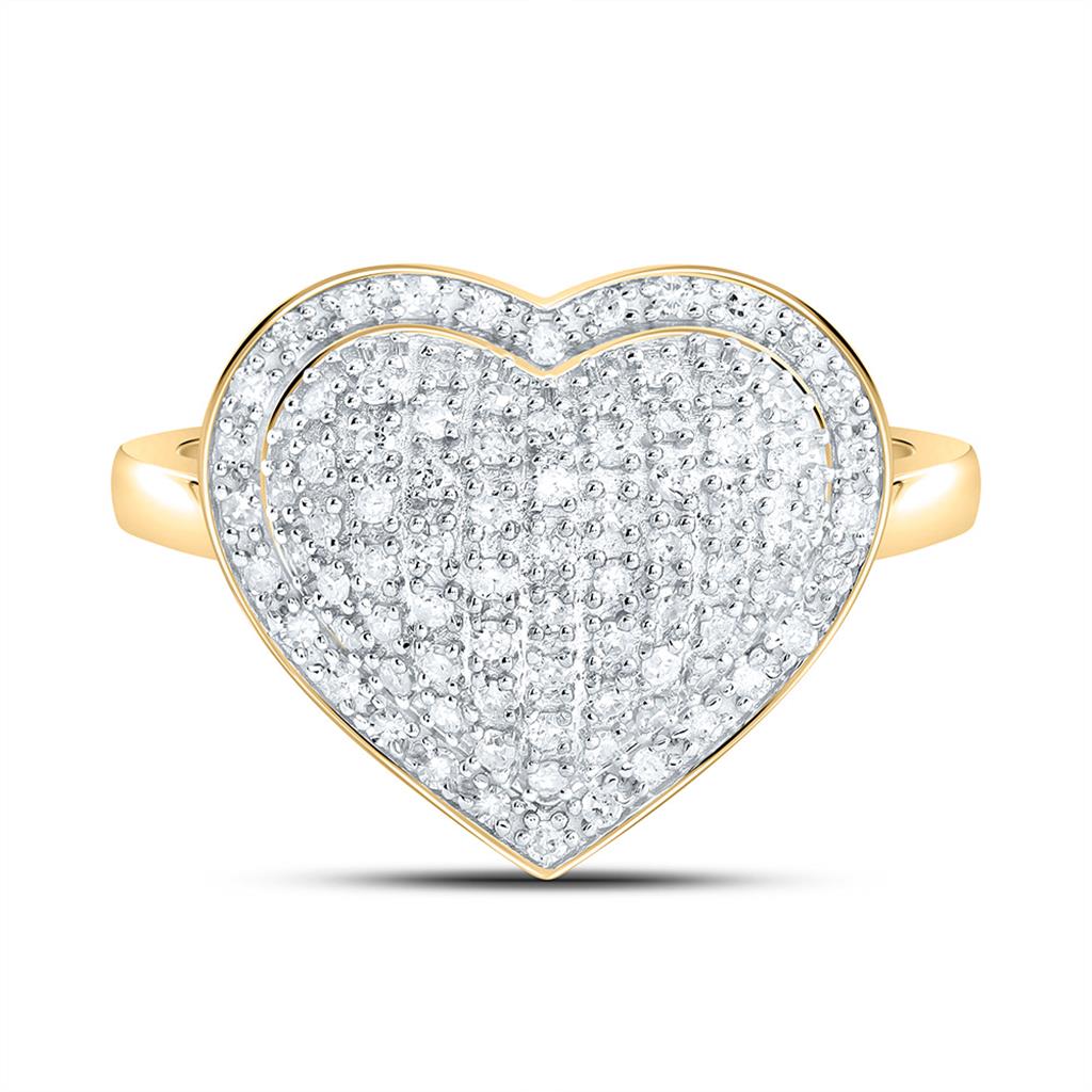 Sterling Silver Yellow Tone 1/3 Cttw Natural Diamond Gift Heart Ring
