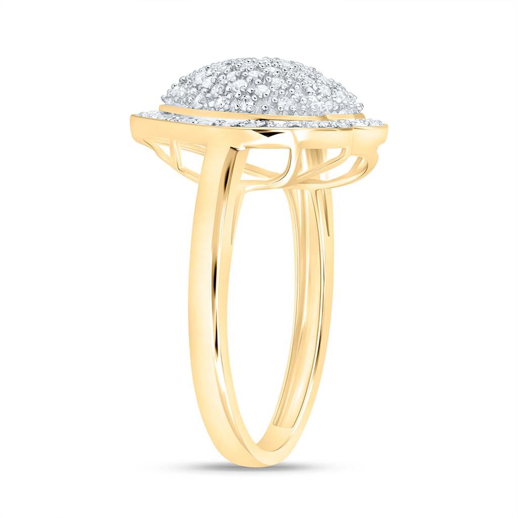Sterling Silver Yellow Tone 1/3 Cttw Natural Diamond Gift Heart Ring