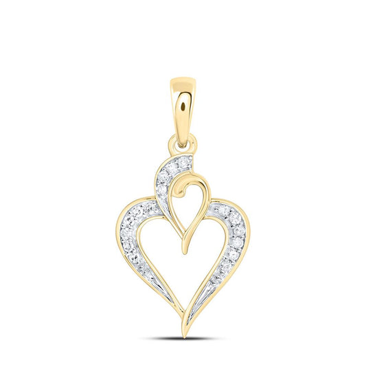 Sterling Silver Yellow Tone 1/20 Cttw Natural Diamond Gift Heart Pendant