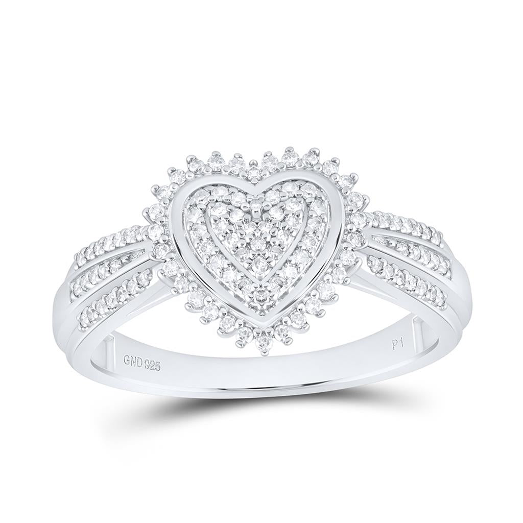 Sterling Silver 1/4 Cttw Natural Diamond Gift Heart Ring