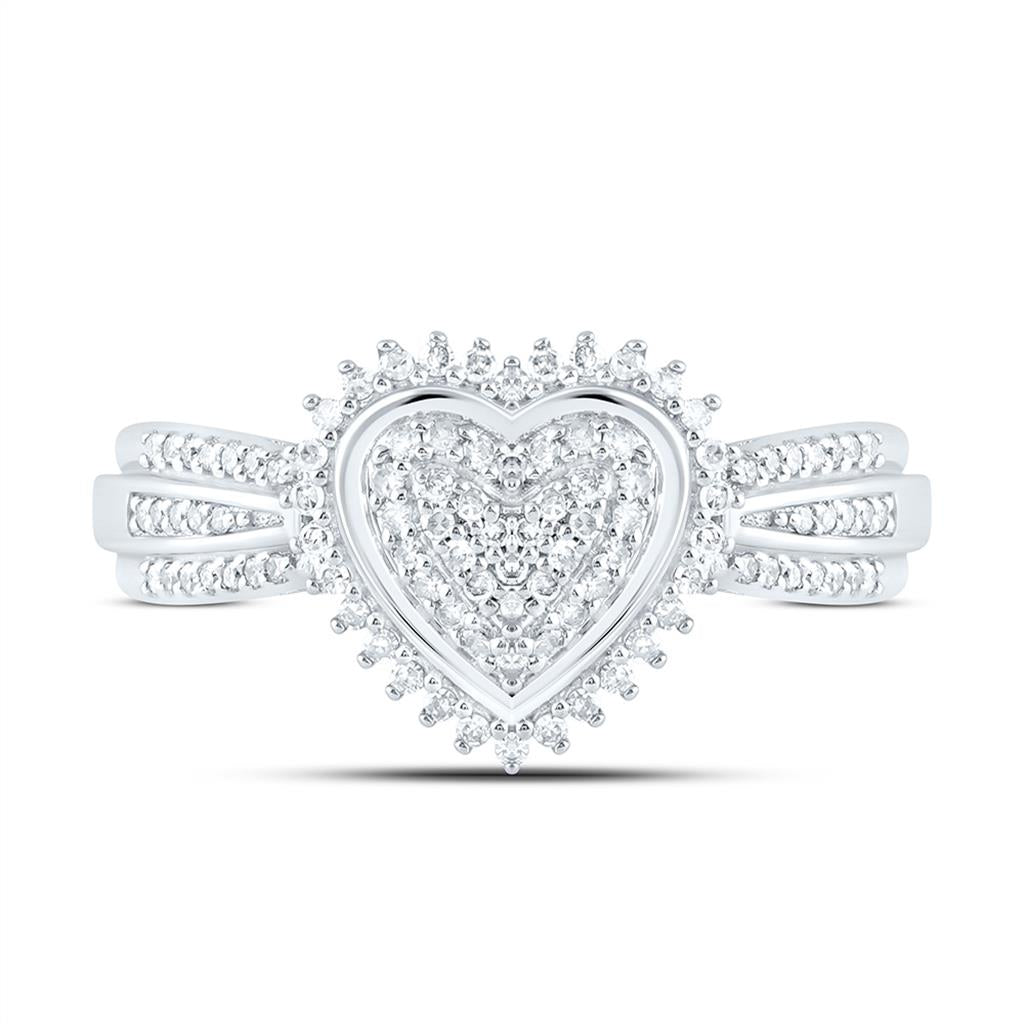 Sterling Silver 1/4 Cttw Natural Diamond Gift Heart Ring