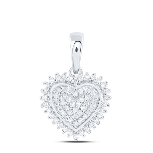 Sterling Silver 1/5 Cttw Natural Diamond Gift Heart Pendant