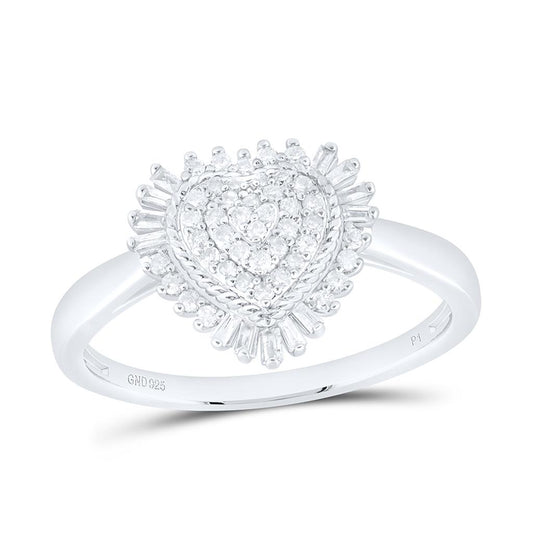 Sterling Silver 1/4 Cttw Natural Diamond Gift Heart Ring