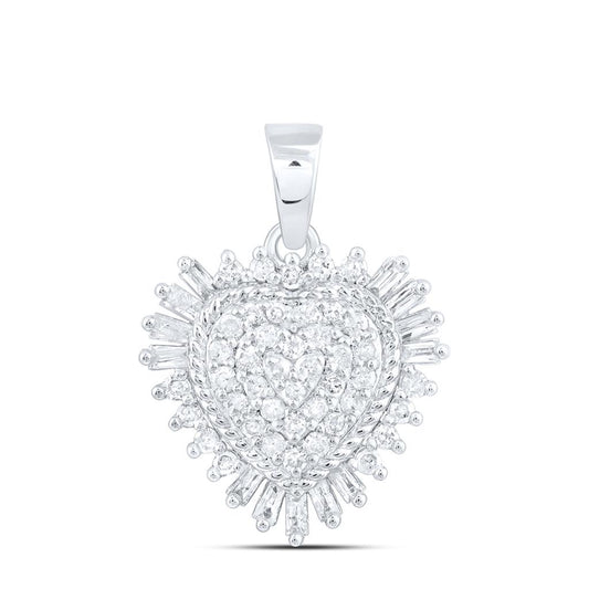 Sterling Silver 1/4 Cttw Natural Diamond Gift Heart Pendant