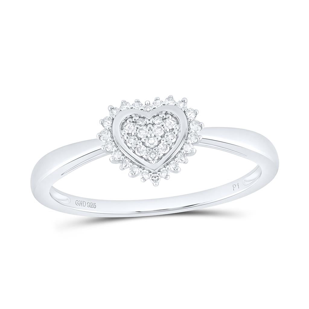 Sterling Silver 1/10 Cttw Natural Diamond Gift Heart Ring