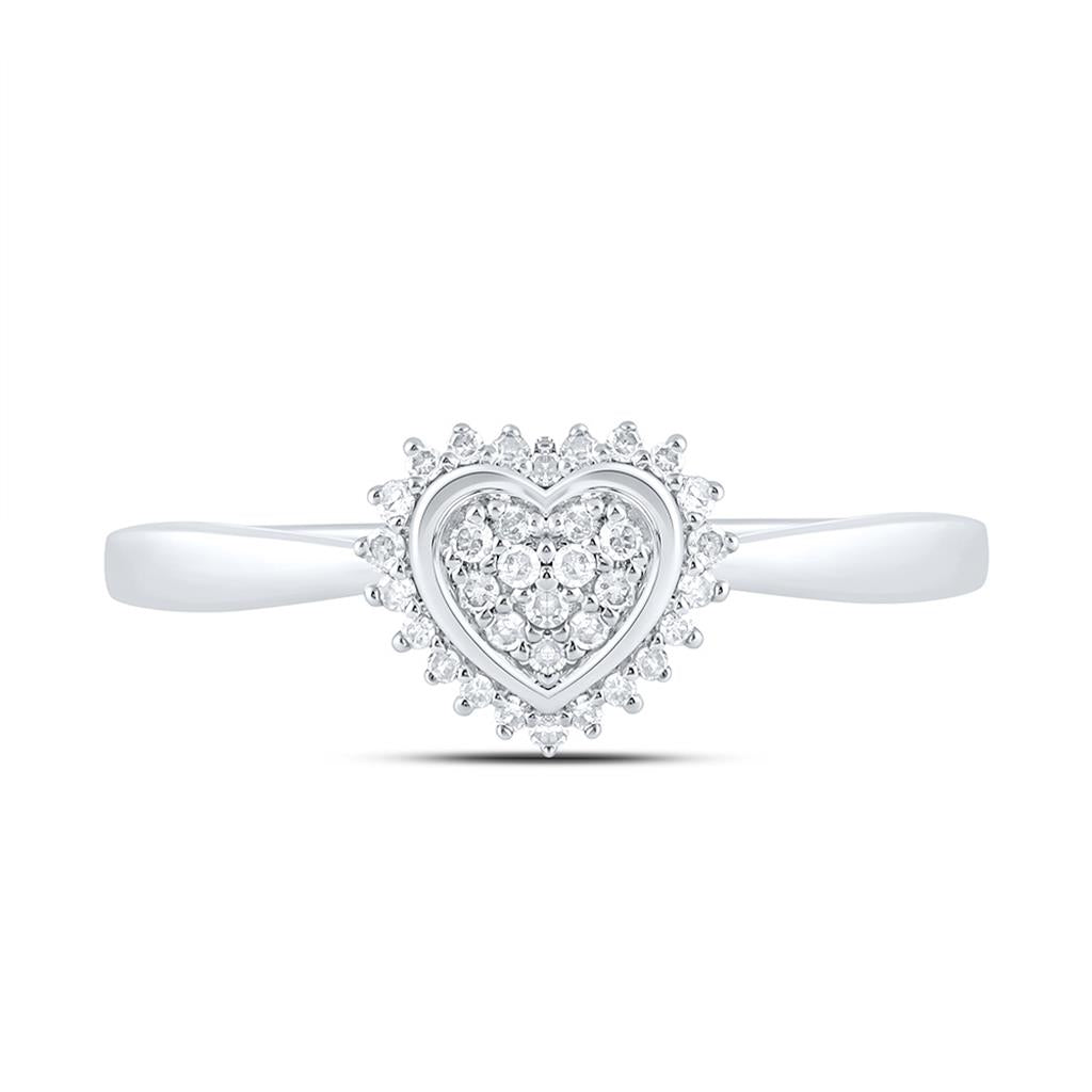 Sterling Silver 1/10 Cttw Natural Diamond Gift Heart Ring