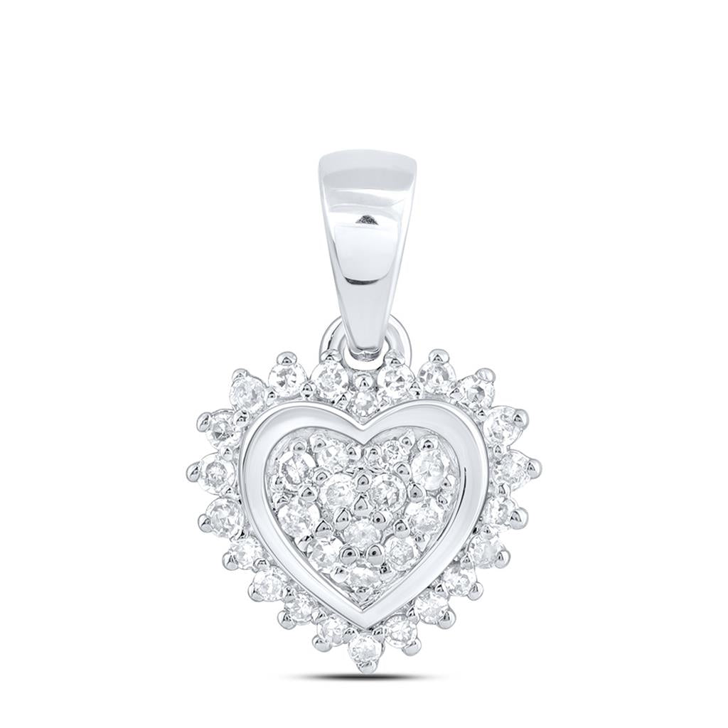 Sterling Silver 1/10 Cttw Natural Diamond Gift Heart Pendant