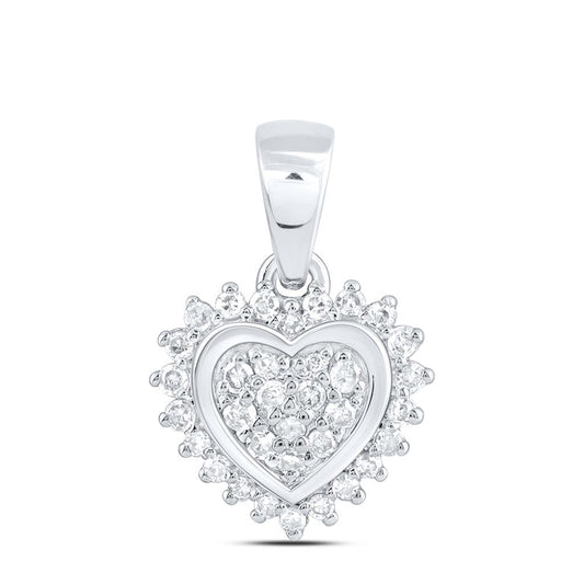 Sterling Silver 1/10 Cttw Natural Diamond Gift Heart Pendant