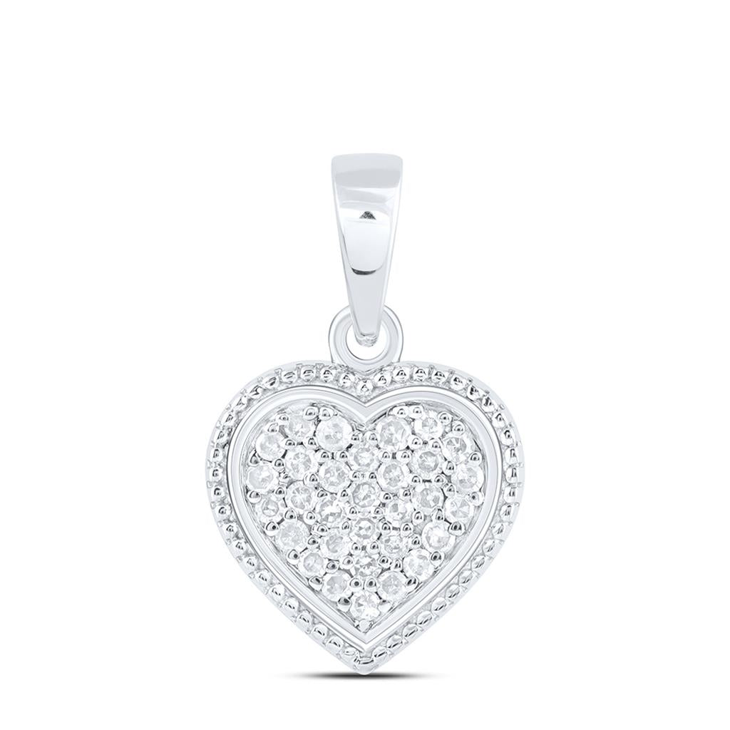 Sterling Silver 1/10 Cttw Natural Diamond Gift Heart Pendant
