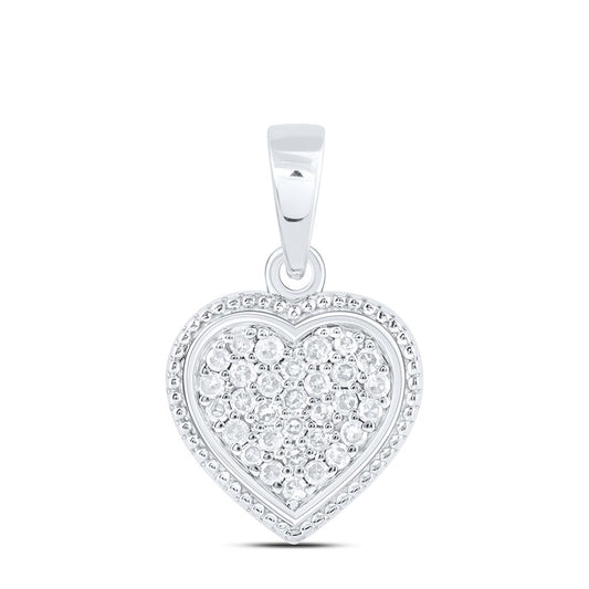 Sterling Silver 1/10 Cttw Natural Diamond Gift Heart Pendant