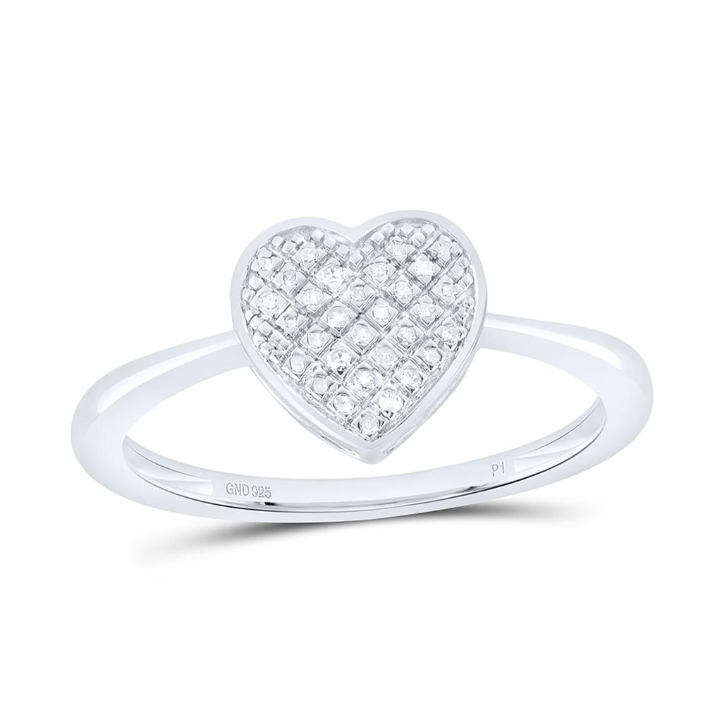 Sterling Silver 1/10 Cttw Natural Diamond Gift Heart Ring