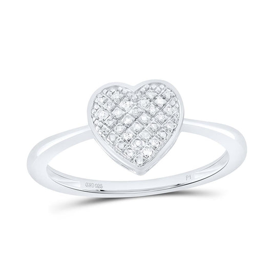 Sterling Silver 1/10 Cttw Natural Diamond Gift Heart Ring