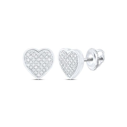 Sterling Silver 1/5 Cttw Natural Diamond Gift Heart Earring