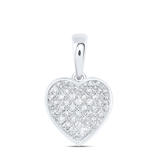Sterling Silver 1/10 Cttw Natural Diamond Gift Heart Pendant