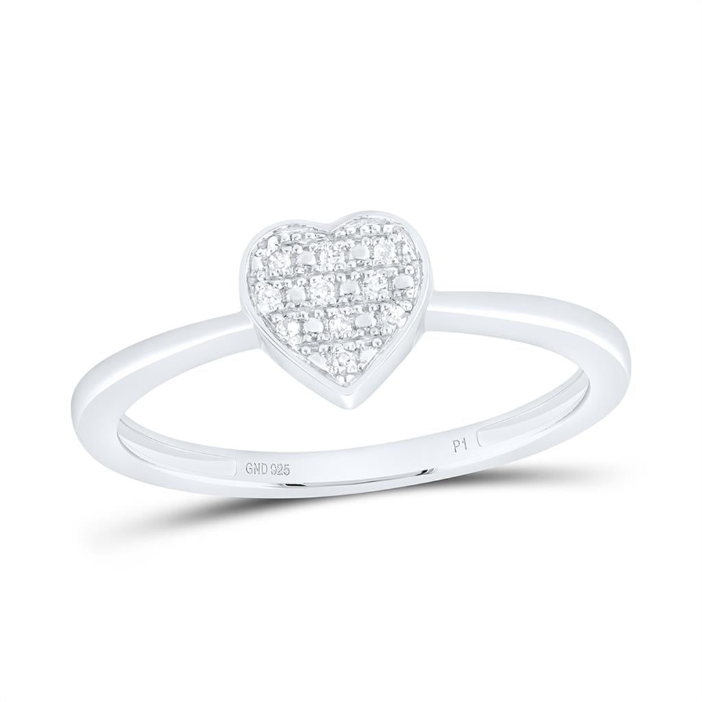 Sterling Silver 0.03 Cttw Natural Diamond Gift Heart Ring