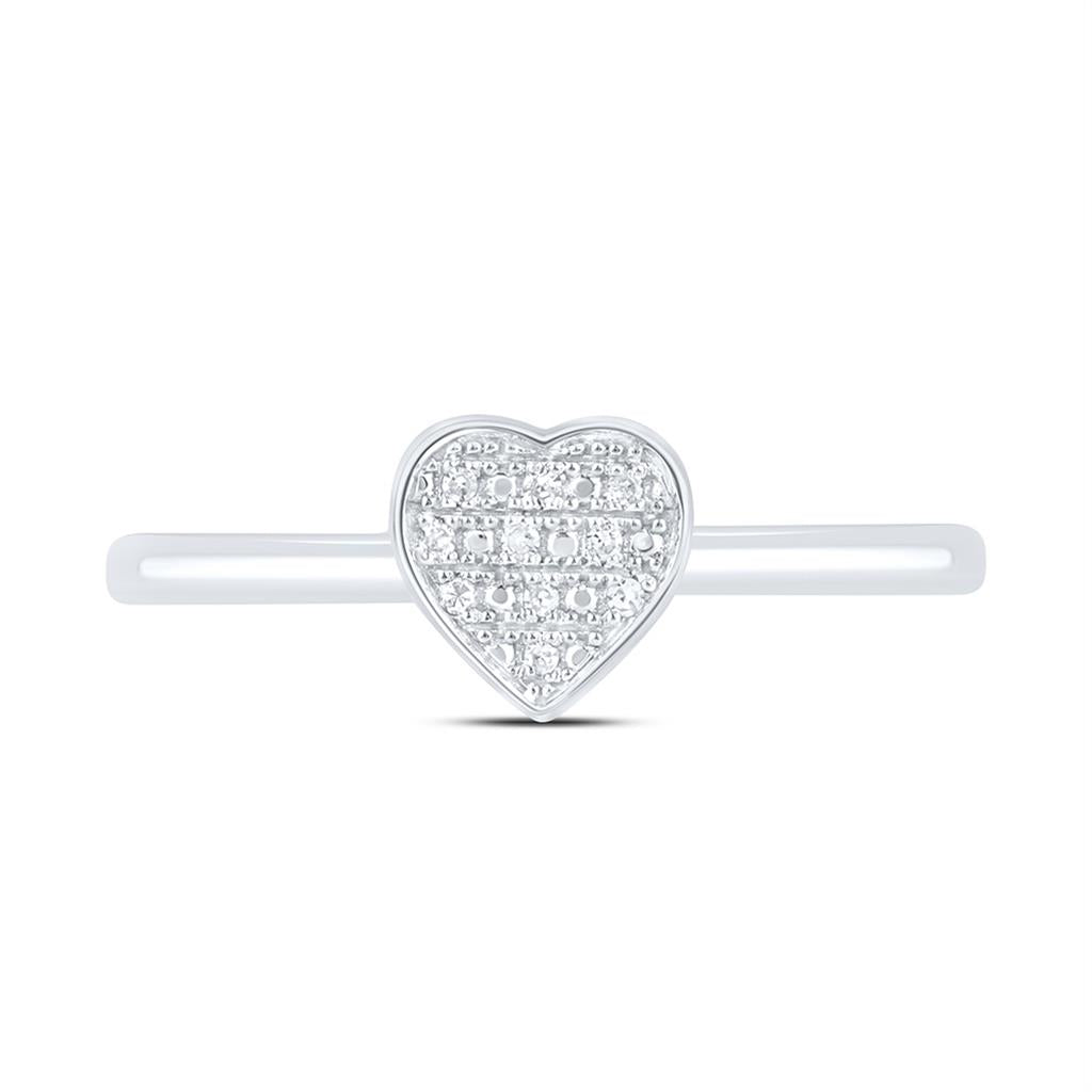 Sterling Silver 0.03 Cttw Natural Diamond Gift Heart Ring