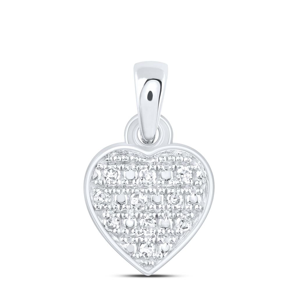 Sterling Silver 0.03 Cttw Natural Diamond Gift Heart Pendant