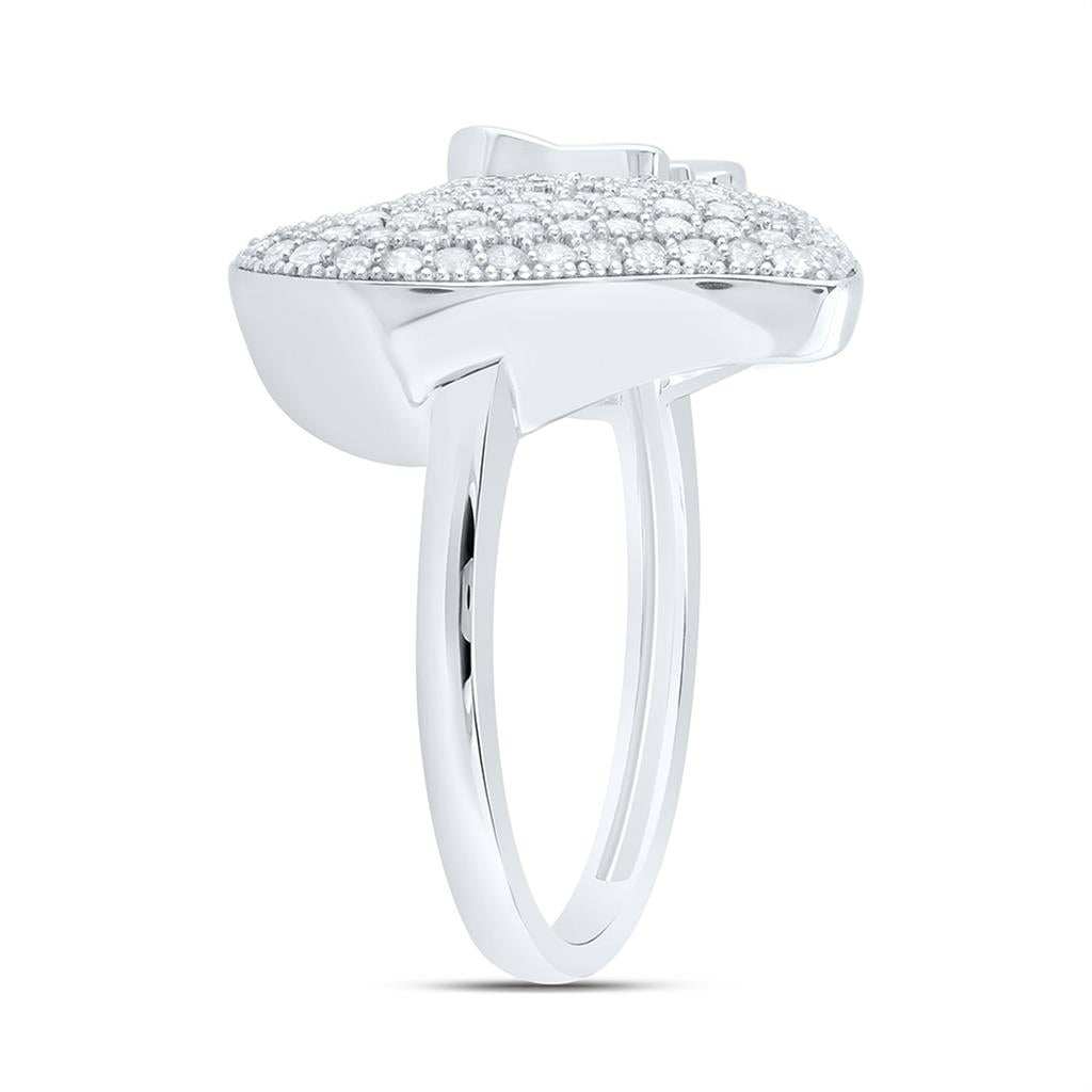 Sterling Silver 5/8 Cttw Natural Diamond Gift Butterfly Heart Ring