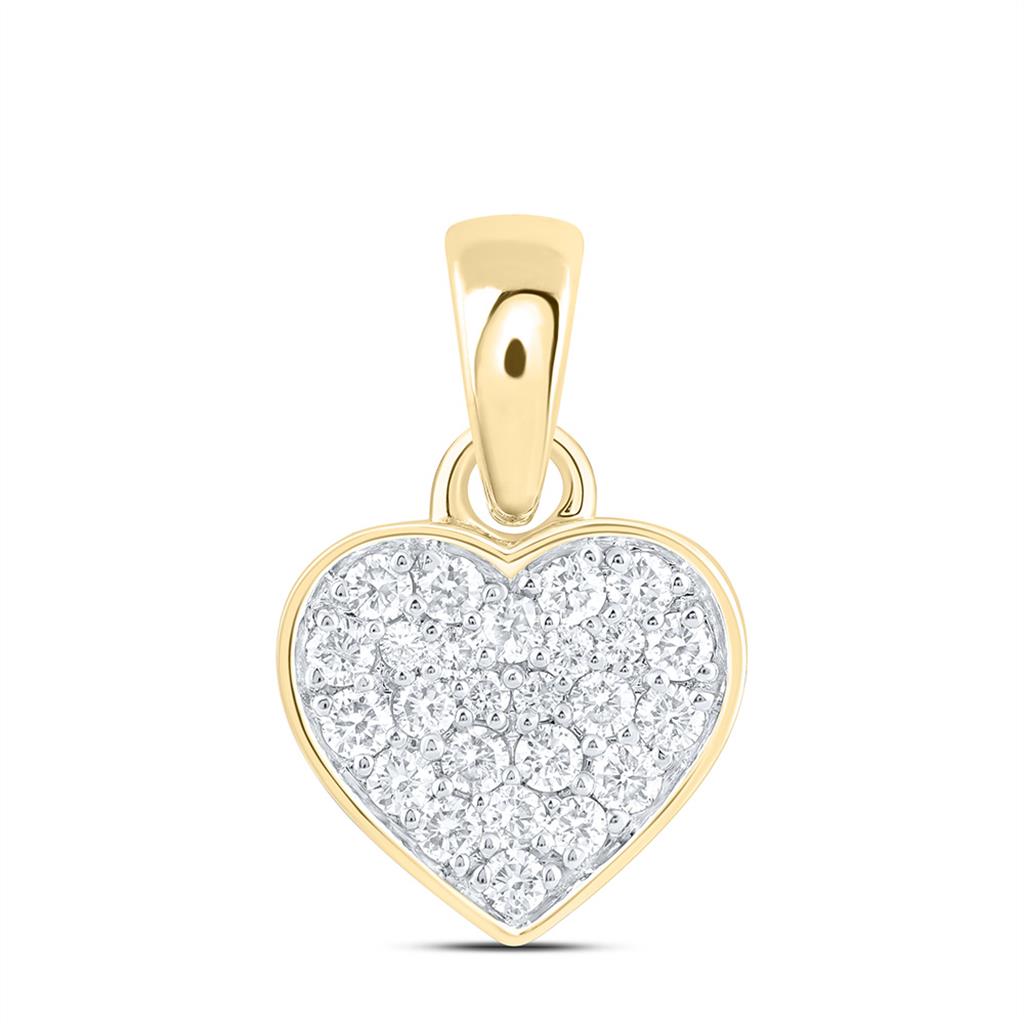 10K Yellow Gold 1/2 Cttw Natural Diamond Fashion Heart Pendant