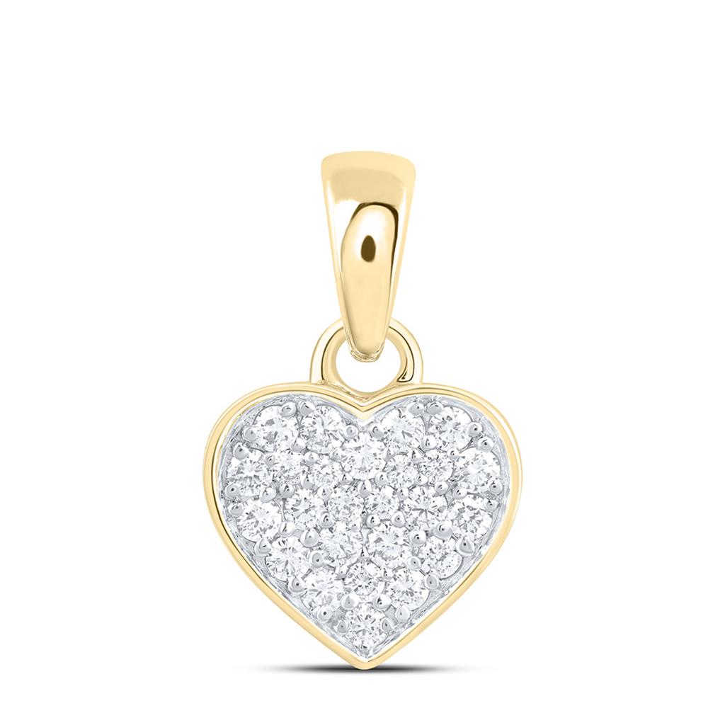 10K Yellow Gold 3/4 Cttw Natural Diamond Fashion Heart Pendant