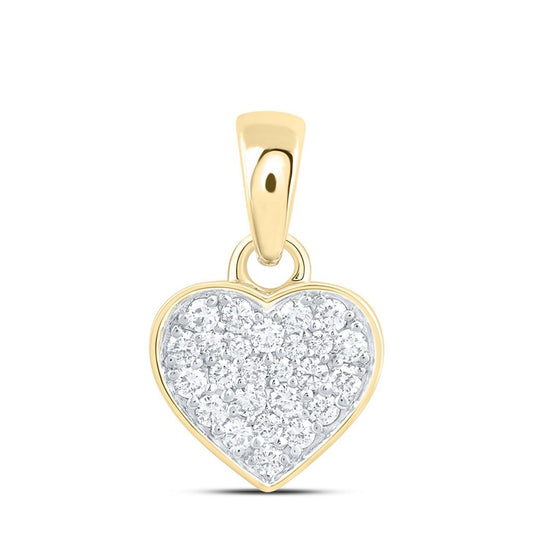 10K Yellow Gold 3/4 Cttw Natural Diamond Fashion Heart Pendant