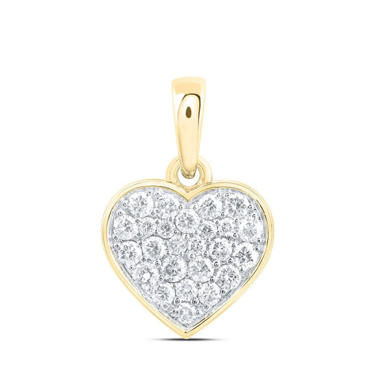 10K Yellow Gold 1 Cttw Natural Diamond Fashion Heart Pendant
