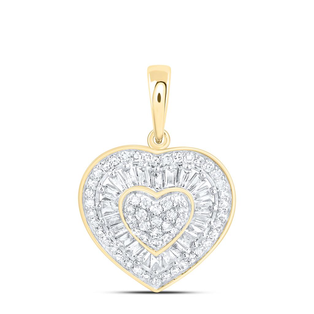 10K Yellow Gold 1/2 Cttw Natural Diamond Fashion Heart Pendant