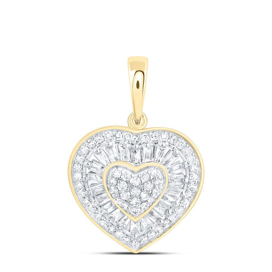 10K Yellow Gold 1/2 Cttw Natural Diamond Fashion Heart Pendant