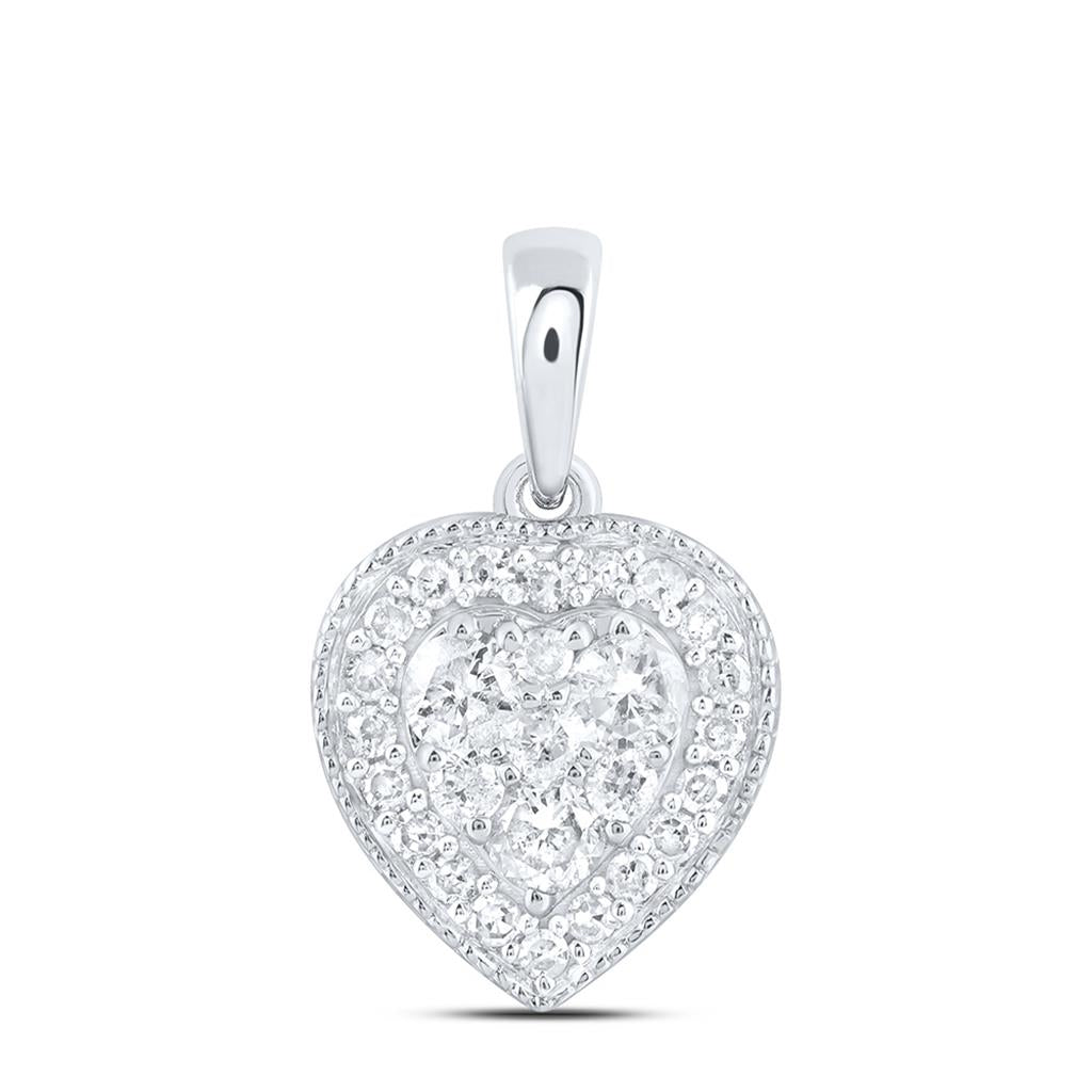 Sterling Silver 1/4 Cttw Natural Diamond Gift Heart Pendant