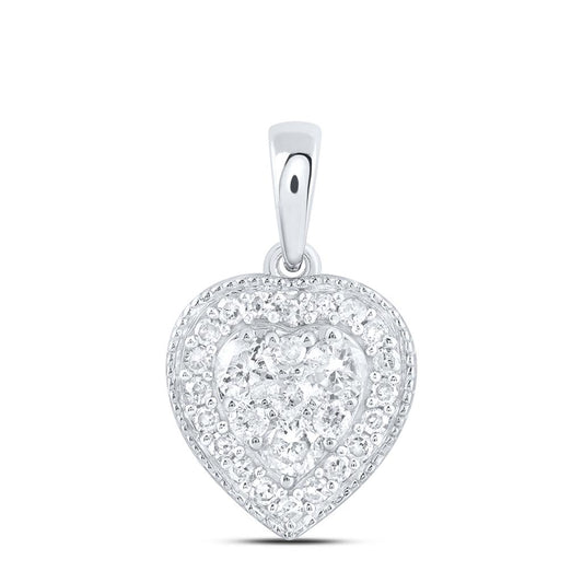 Sterling Silver 1/4 Cttw Natural Diamond Gift Heart Pendant