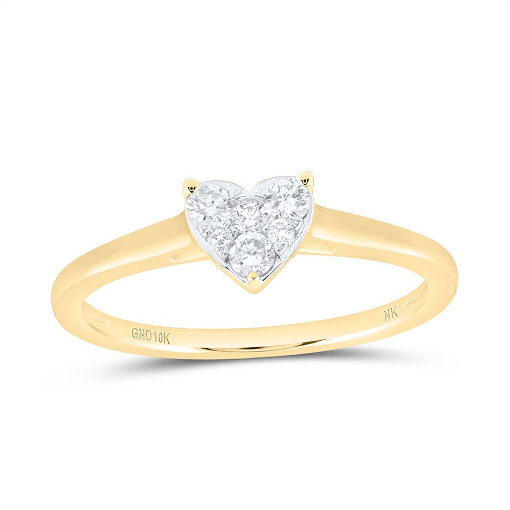 10K Yellow Or White Gold 1/5 Cttw Natural Diamond Fashion Heart Ring