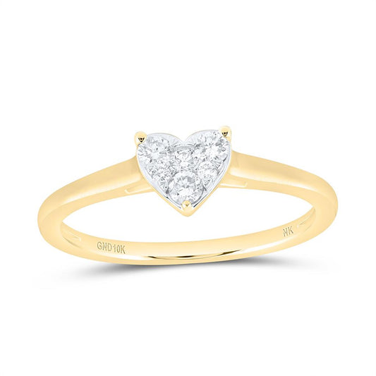 10K Yellow Or White Gold 1/5 Cttw Natural Diamond Fashion Heart Ring