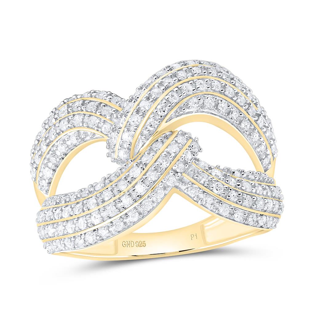 Sterling Silver Yellow Tone 5/8 Cttw Natural Diamond Gift Infinity Ring